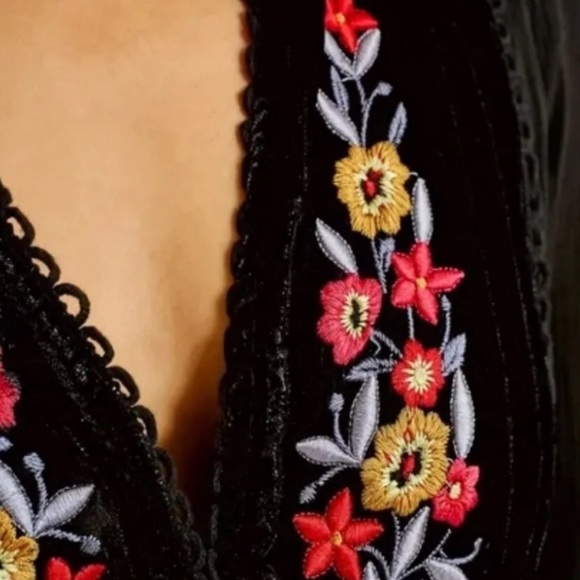 Free People, midi dress with pockets, velvet detailing, size S - Picture 4 of 5